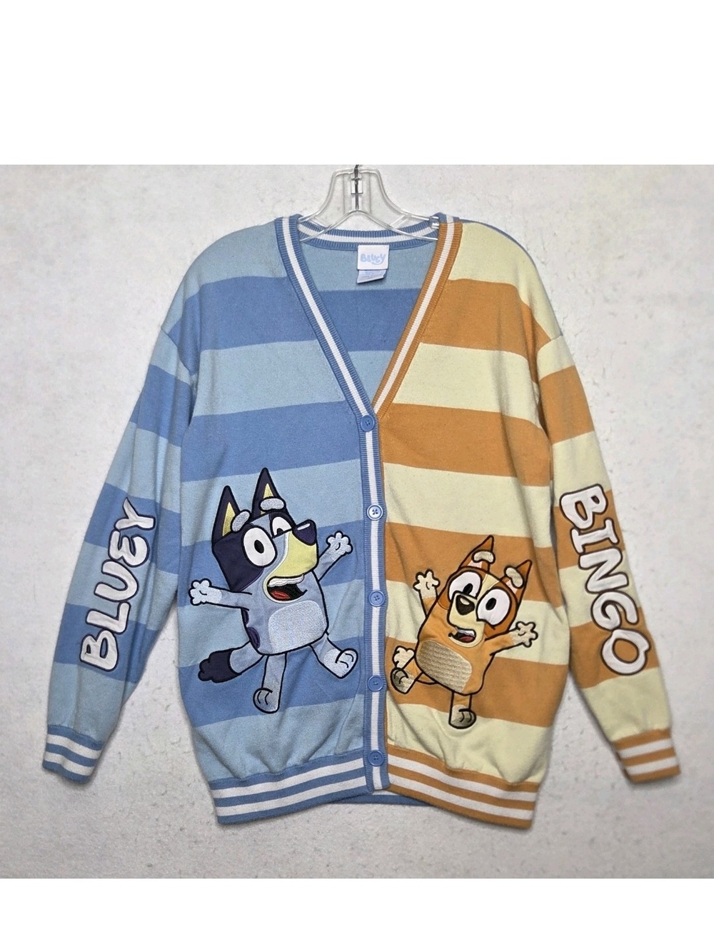 Bluey And Bingo Contrast Stripe Cardigan Womens M Hot Topic Kidcore Nostalgia